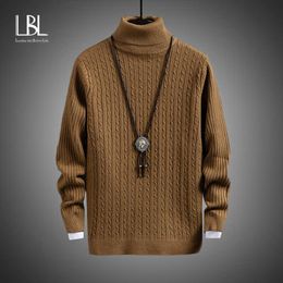 2020 Mens Turtleneck Sweaters Autumn Pullovers Winter Casual Solid Knitted Turtleneck Wool Sweater Fashion Men Pullover Homme Y0907