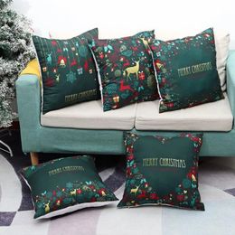 Christmas Decorations Bronzing Printed Elk Pillowcase, Suitable For Year's Home Decoration, Office, Sofa,Christmas Advent Scene Dressing