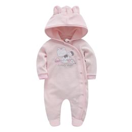 Hoodies Baby Romper Bear Embroidery Baby Clothing Unisex Newborn Rompers Full Sleeve Fantasia Bebes Baby Girls Clothes Suit 210317