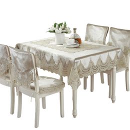 Europe Style Luxury Comfort Tablecloth Lace Edge Dustproof Covers For Chair Cover Home Party Cloths High Quality 210626