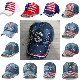 Party Hats Trump 2024 Baseball Cap Election Campaign Hats Cowboy Diamond Caps Adjustable Women Denim Sea way T9I001444