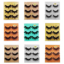 Wholesale Natural Wispy False Eyelashes 3 Pairs 3D Mink Eyelash Extension With Glitter Packing Cruelty Free Reusable Fake Lashes 15 Styles