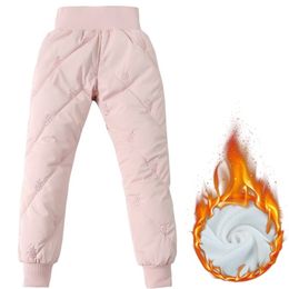 Casual Girl Winter Pants Cotton Padded Thick Warm Trousers Waterproof Ski Elastic High Waisted Baby Kid 211103