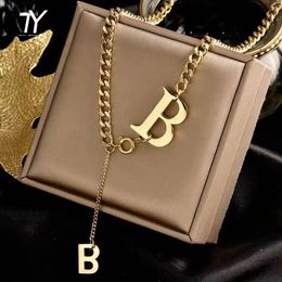Classic B Letter Titanium Steel Short Necklace For Woman Gothic Korean Jewellery Hip Hop Party Girl's Sexy Clavicle Chain