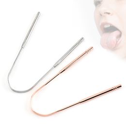 Oral Stainless Steel Tongue Scraper Rose Gold Silver Banishes Bad Breath And Maintains Gum Hygien U shape Tongues Scraping Brush Tools