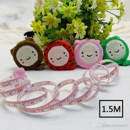 Cartoon Plush Tape Mått Söt Djur Frukt Smile Mått Linjal Retractable Tape Åtgärder Flexibel 150cm 60Inch Sewing Tool XVT0320