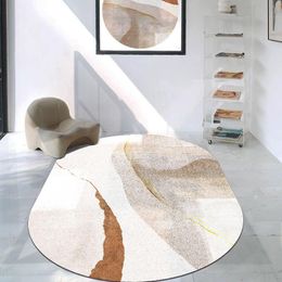 -Teppiche Modernes Licht Luxus Oval Nordic Einfache dicke Shaggy Teppichboden für Wohnzimmer Große Sofa Dekor Teppichzimmerstudie Boden