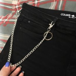 Street Double Big ring Chain Rock Punk Trousers Hipster Pant Jean Keychain Ring Clip Keyring beads Accessories