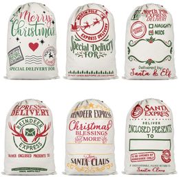 Santa Sack Bags Christmas Decoration Linen Drawstring Cloth Bag Gift Pouch 15 styles SN2901