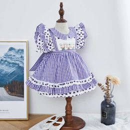 Ragazze Smocking Dress Smocked Abbigliamento per bambina Coniglio Ricamo Smock Infant Boutique Vestido fatto a mano 210615