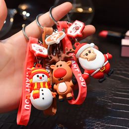 Christmas Keychain Pendant Party Favor Soft PVC Key Holder Charm Santa Claus Xmas Tree Snowman Elk Hanging Pendants Holiday Decorations New Year Gift JY0773