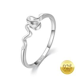 925 Sterling Silver Band Ring Simple Snake Shape High Polished for Women Girl Gift