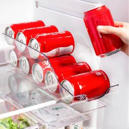 Hooks & Rails Fridge Organiser Bins Can Drink Dispenser Holder Refrigerator Freezer Kitchen Cabinets Clear Plastic Pantry Storage Rack