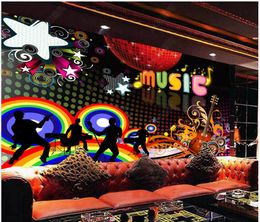 Custom wallpaper for walls 3d photo wallpapers murals Modern The disco background wall of trendy music KTV dance hall bar wall papers home decoration