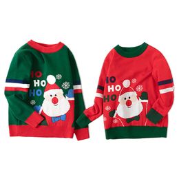 3 to 7 Years Children Christmas Costume Baby Boy Girl Knitted Sweater Toddler Kids Cartoon Santa Sweater Baby Winter Clothing Y1024