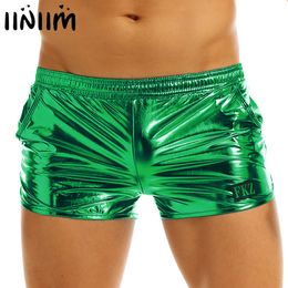 iiniim Mens Shiny Metallic Night Club Party Shorts Elastic Waistban Boxer Shorts Performance Show Summer Clubwear Costume Trunks C0222