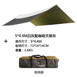 M Size 5*4.4M No Poles!200D PU W/R Oxford Waterproof Large Space Silver Coated Tarp/Gazebo/Sun Shade Tent/Awning Y0706