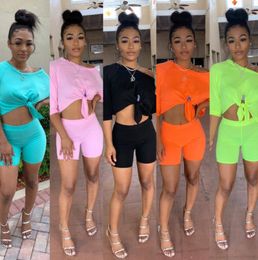 Womens Tracksuits Two Piece Short Outfits Set Off Shoulder Bow-knot Crop Top Biker Shorts Clothes Plus Size Pink Black J325