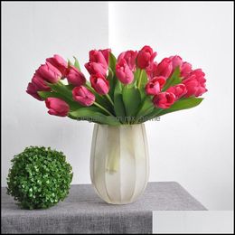 Decorative Flowers & Wreaths Festive Party Supplies Home Garden 7Pcs/Bouquet Silk Tip Artificial Flower 36Cm Real Touch Fake Plant Bouquet F