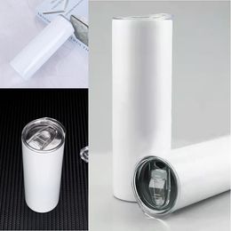 Sublimation straight tumbler 20 oz stainless steel vacuum water bottle white mugs 883 Z2