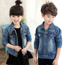 3-14Y Children Denim Jackets Coats for Girls Casual Spring Fall Boys Clothes Kids Jeans Jacket Baby Solid Colour Cowbow Outerwear 210622