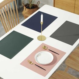 Rectangular Table Mat PU Leather Placemat Waterproof Greaseproof Pad Kitchen for Dining Anti-Scalding Insulation 210706