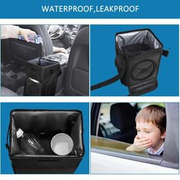 Waterproof Car Trash Can Bin Auto Car Accessories Organiser Garbage Dump For Trash Can Cars Storage Pockets Closeable Portable304m