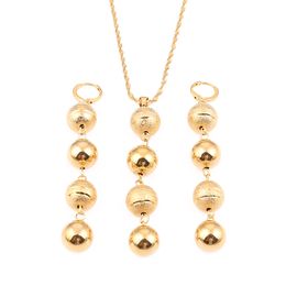 Frosted Beads Pendant Necklaces Earrings For Women Yonth Teenage Girls Gold Round Balls Necklace Jewellery Sets Party Gifts