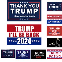 In Stock 3*5 FT Thank You Trump Banner Flags 2024 I'll Be Back Presidential Election Flag Wholesal