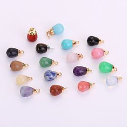 Handmade Natural Crystal Stone Healing Pendant Necklaces With Gold Plated Chain For Women Men Fashion Party Club Jewellery