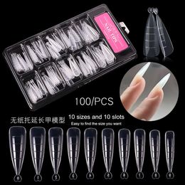 100 pcs Clear Dual Nail Forms Full Cover Quick Building Gel Mold Tips DIY Nail Extension Accessoires Manicure Tools