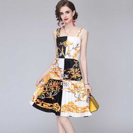 Summer fashion women Boho Floral Dress Spaghetti Strap Backless Printed Ruffles Beach Dresses 210531