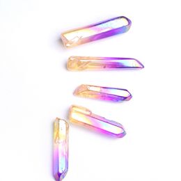5PCS Rare Natural Healing Quartz Wands Crystal Colorful Points Reiki Gemstones