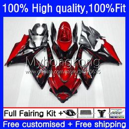 Injection Mould Fairings For SUZUKI GSXR600 GSXR-750 750CC GSX-R750 K6 06-07 21No.3 GSXR Red flames 600 750 CC 600CC GSX-R600 06 07 GSXR-600 GSXR750 2006 2007 OEM Bodys