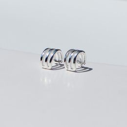 Stud 925 Sterling Silver Earrings C-shaped Hollow Line Three-wire Simple Personality Girl Jewellery