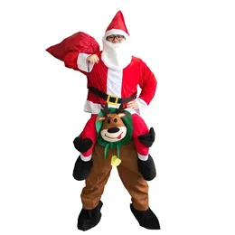 Mascot Costumes Christmas Carry Santa Claus Ride on Reindeer Mascot Costume Suits Party Game Dress Outfits Clothing Carnival Christmas