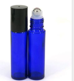 2021 Cheap Wholesale 700pcs 10ml Blue Color Glass Bottles With Stainless Steel Roller And Black Lid For E Liquid Oil Perfume Free