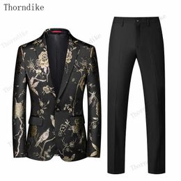 Thorndike 2020 Latest coat pants designs men suit Slim fit elegant tuxedos Wedding business party dress Summer jacket+pants X0909