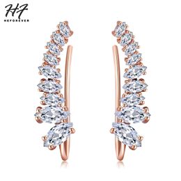Luxury Shining Angle Wing Ear Cuff Earrings for Women Cubic Zirconia Rose White Gold Color Fashion Jewelry E791 E792