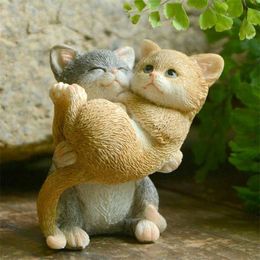 Everyday Collection Cute Kittens Cat Figurine Micro Landscape Ornaments Decorative Figurines Garden Desk Deco Home Decoration 211105