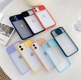 Ultra-thin Shockproof Soft Back Cover Slide Camera Lens Protection Matte Transparent Case For iPhone 12 Pro Max XS XR X 6 6S7 8 Plus SE 2020