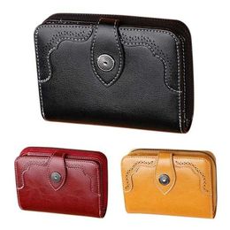 Purses SENDEFN Boutique Fashion Coin Leather Ladies Short Wallet Korean Version Two Fold Women's Zipper Retro Oil Wax