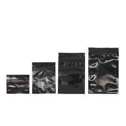 Black Mylar Packaging Bags Zip Lock Packing Bag Flat Bottom Aluminium Foil Pouches Can be Printed Logo on it