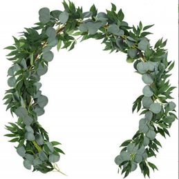 2022 160CM Artificial Eucalyptus Garland Hanging Rattan Wedding Greenery Willow leaf Table Centerpieces Party Hotel Cafe Decor New