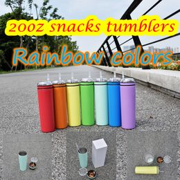 Snack tumbler with lids straws 20oz stainless steel insulated travel coffee mug 7 colors multifunctional tapered Water Bottle colorful Double wall Drinking Cups