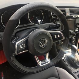 For Volkswagen Golf 7 Rline Scirocco GTI Sagitar POLO Lamando DIY custom leather hand-sewn car interior steering wheel cover