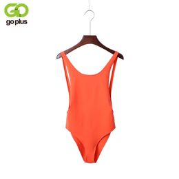 GOPLUS Sexy Bodysuit 2021 Summer Orange Sleeveless Backless Women Jumpsuit Bandage Body Romper Casual Ladies Slim Bodysuit C3996 210309