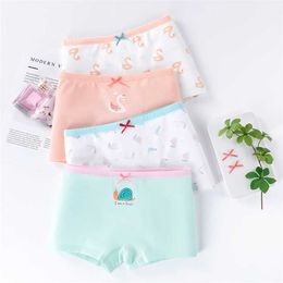 4Pcs/Pack Kids Underwear for Girls Fashion Cute Snail Print Panties Children Breathable Shorts Boxers Teenage Clothing 8 12Y 211122