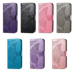 Butterfly Wallet Leather Phone Cases For Samsung S22 Ultra Plus Galaxy A13 A33 A53 M52 5G Lace Flower Holder Card Slot Flip Cover Print Big Animal Girls Lady Book Pouch