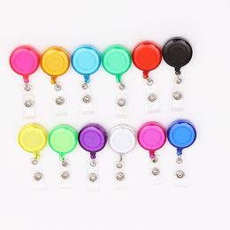 15 Colours ID holder card Key Badge cellphone straps Reels Round Solid Plastic Clip-On Retractable Pull Reel